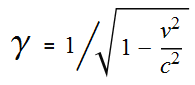 \gamma =1\left/\sqrt{1-\frac{v^2}{c^2}}\right.